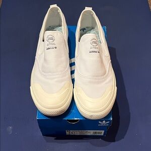Adidas White and Cream Slip-On Shoes